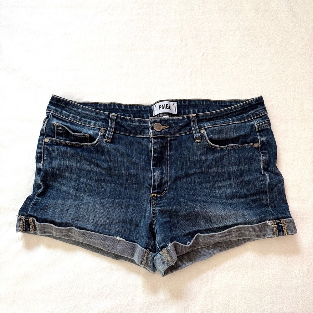 PAIGE Women's Dark Blue Jean Shorts